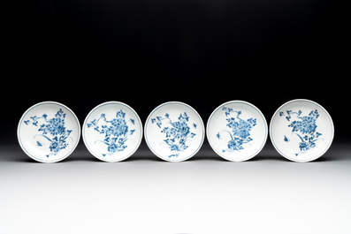 15 Chinese blue and white ko-sometsuke 'floral' saucer dishes for the Japanese market, Chenhua mark, late Ming