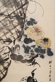 Zhang Daqian 張大千 (1898-1983): 'Crab and chrysanthemum', ink and colour on paper, dated 1948