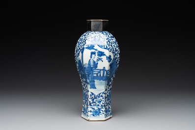 A Chinese famille rose bowl, a plate and a blue and white vase, Tongzhi mark and of the period