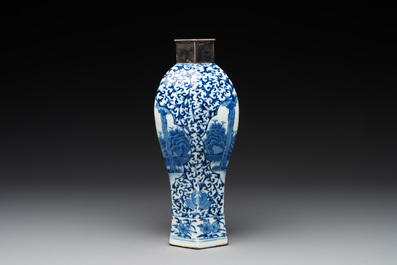 A Chinese famille rose bowl, a plate and a blue and white vase, Tongzhi mark and of the period