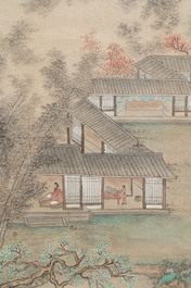 Follower of Wang Hui 王翚 (1632-1717): 'Landscape', ink and colour on paper, dated 1713