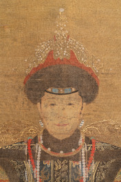 Chinese school: 'Portrait of Cixi', ink and colour on silk, Qing or later