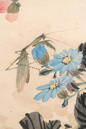 Tian Shiguang 田世光 (1916-1999): 'Insect and flowers', ink and colour on paper, dated 1962