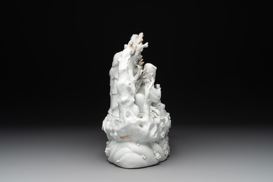 A Chinese Dehua blanc de Chine group of four deities on a boat, Republic