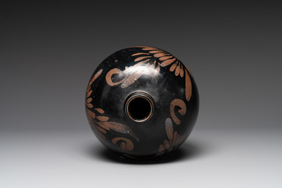 A Chinese russet-decorated black-glazed bottle, 'duluping', Northern Song/Jin
