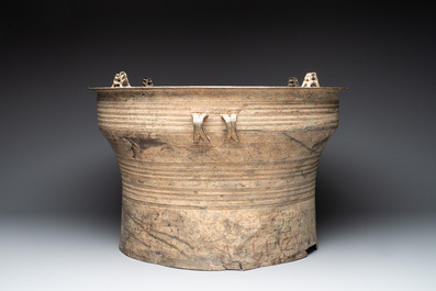 A Burmese bronze Karen rain drum with frogs, 18th C.