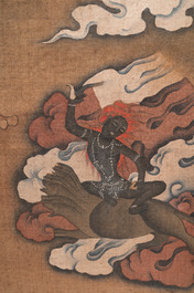 Chinese School: 'White Tara', ink and colour on silk, Qing or later