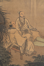 In the manner of Li Gonglin 李公麟 (1049-1106): 'Sages and servant under the tree', ink and colour on silk