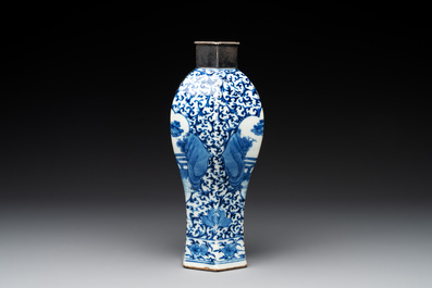 A Chinese famille rose bowl, a plate and a blue and white vase, Tongzhi mark and of the period