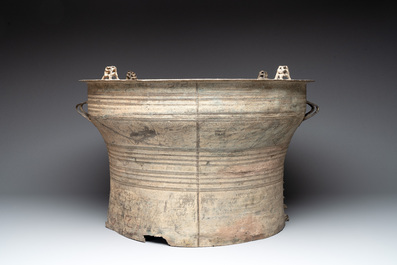 A Burmese bronze Karen rain drum with frogs, 18th C.