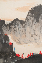Fu Baoshi 傅抱石 (1904-1965): 'Red army in the mountain', ink and colour on paper