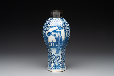 A Chinese famille rose bowl, a plate and a blue and white vase, Tongzhi mark and of the period