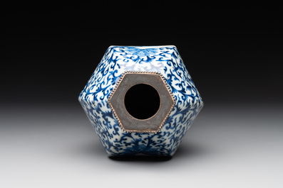 A Chinese famille rose bowl, a plate and a blue and white vase, Tongzhi mark and of the period