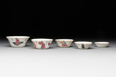 A rare set of ten Chinese famille rose 'Wu Shuang Pu' nesting bowls, 19th C.