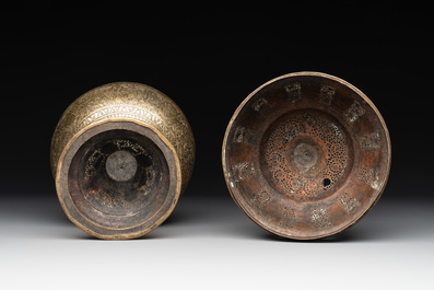 A Persian openworked brass incense burner, Qajar, 19th C.