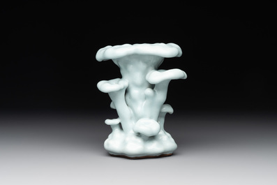 A Chinese clair-de-lune-glazed lingzhi-form vase, Qianlong mark and possibly of the period