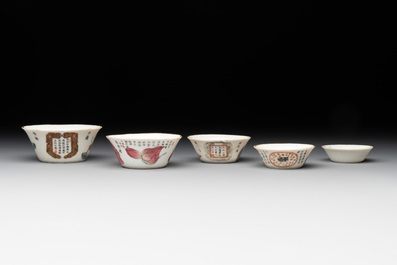 A rare set of ten Chinese famille rose 'Wu Shuang Pu' nesting bowls, 19th C.
