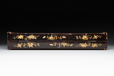 A Chinese Canton export gilt-lacquered chess and backgammon board, 19th C.