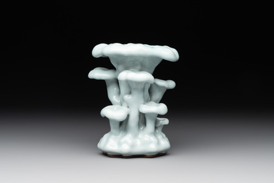 A Chinese clair-de-lune-glazed lingzhi-form vase, Qianlong mark and possibly of the period