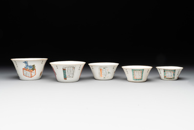 A rare set of ten Chinese famille rose 'Wu Shuang Pu' nesting bowls, 19th C.