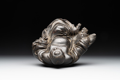 A Chinese bronze Budai, 17th C.