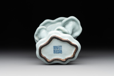 A Chinese clair-de-lune-glazed lingzhi-form vase, Qianlong mark and possibly of the period