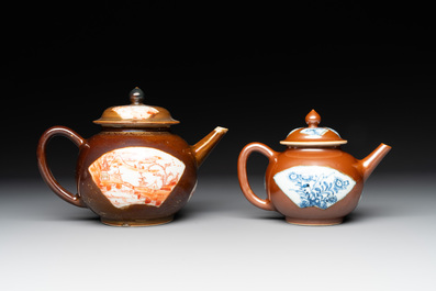 Four Chinese capucin-brown-ground teapots, Yongzheng/Qianlong