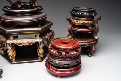 A large collection of 103 Chinese wooden stands, covers and other wood works, 19/20th C.