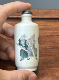Six Chinese famille verte and rose snuff bottles, shou mark, 19/20th C.