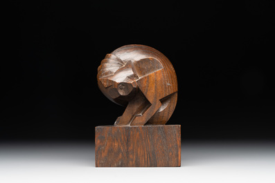 Zakopane School: wooden carving of a fox, marked on the base, Poland, late 19th/early 20th C.