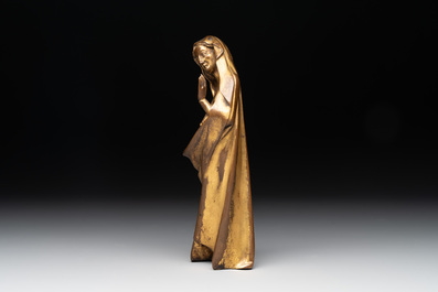 A gilt bronze figure of the Virgin of the Annunciation, probably 15th C.