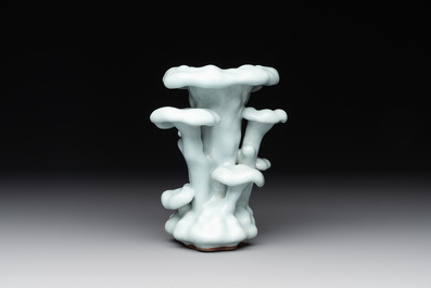 A Chinese clair-de-lune-glazed lingzhi-form vase, Qianlong mark and possibly of the period