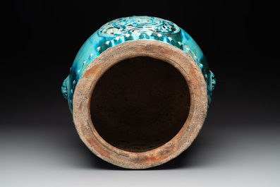 A Chinese turquoise-glazed garden seat, 19th C.