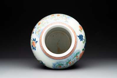 A Chinese wucai vase and seven blue and white jarlets, 19th C.