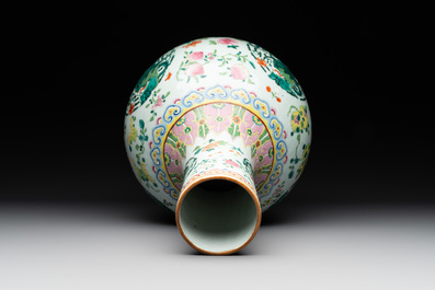 A Chinese famille rose 'dragon' 'tianqiuping' vase, 19th C.