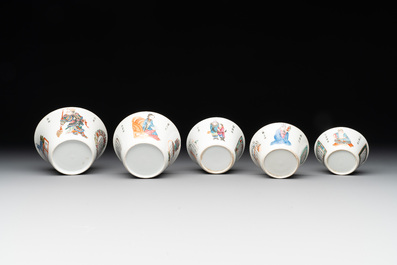 A rare set of ten Chinese famille rose 'Wu Shuang Pu' nesting bowls, 19th C.