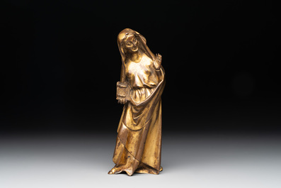 A gilt bronze figure of the Virgin of the Annunciation, probably 15th C.