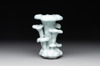 A Chinese clair-de-lune-glazed lingzhi-form vase, Qianlong mark and possibly of the period
