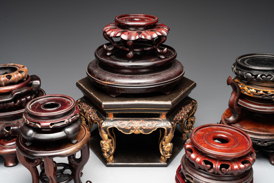 A large collection of 103 Chinese wooden stands, covers and other wood works, 19/20th C.