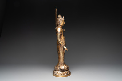 A large Japanese bronze Kannon, 19th C.