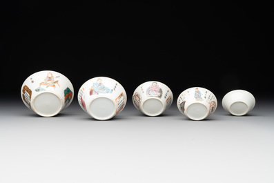 A rare set of ten Chinese famille rose 'Wu Shuang Pu' nesting bowls, 19th C.