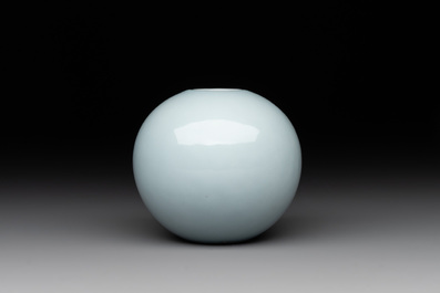 A Chinese claire-de-lune-glazed water pot, Qianlong mark, 20th C.