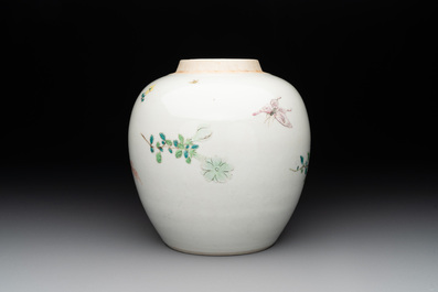 A Chinese famille rose jar with floral design, Qianlong mark and of the period