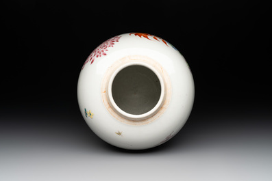 A Chinese famille rose jar with floral design, Qianlong mark and of the period