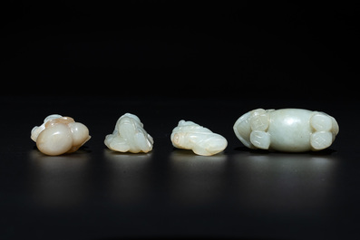 Nine Chinese jade carvings of figures, 19/20th C.
