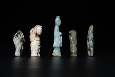 Nine Chinese jade carvings of figures, 19/20th C.