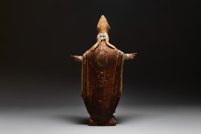 A gilt and polychromed oak figure of a bishop, Southern Netherlands or France, 18th C.
