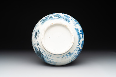 A rare intact Chinese blue and white 'Lian Sheng San Ji 連升三級' bottle vase, Transitional period