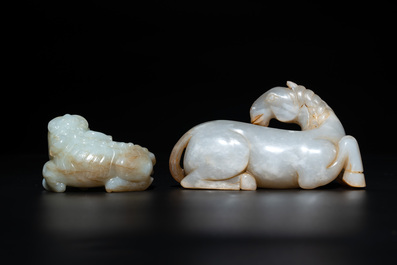 Four Chinese jade carvings of animals, 19th C.