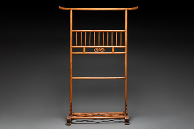 Two Chinese hardwood clothing racks, 19th C.